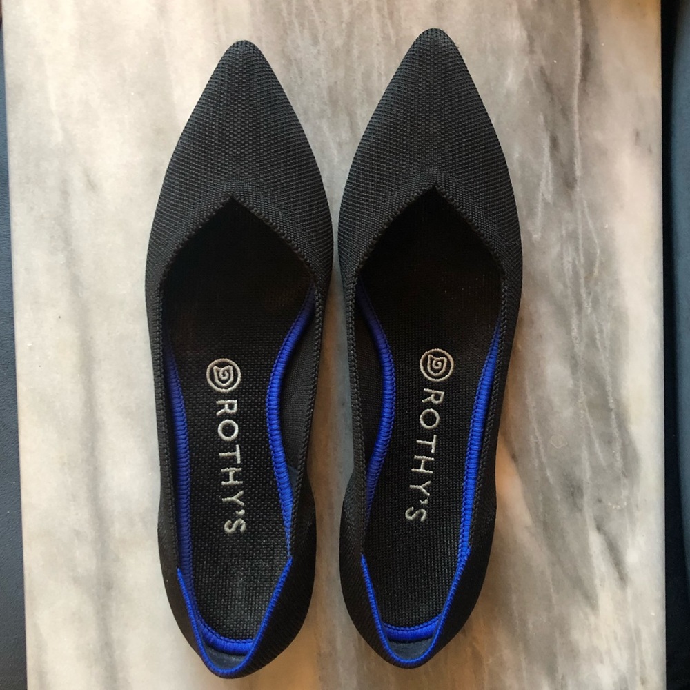 Rothy’s The Point flats in Black Solid